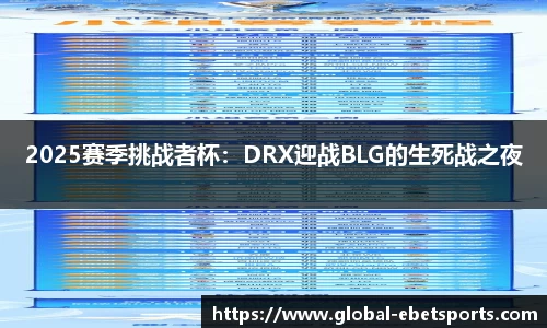 2025赛季挑战者杯：DRX迎战BLG的生死战之夜